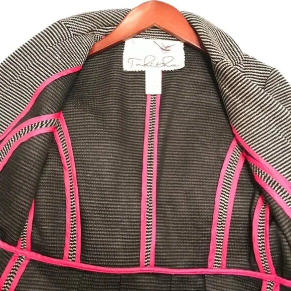 Anthropologie Tabitha Jacket Size S Chandelier Black White Striped Knit Blazer - Picture 4 of 5